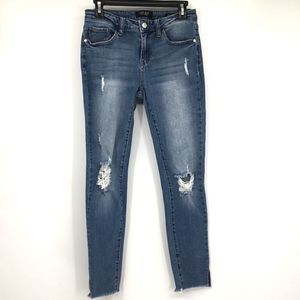 Judy Blue womens blue Mid-Rise skinny fit Distressed Jeans Size 28/7 stretch
